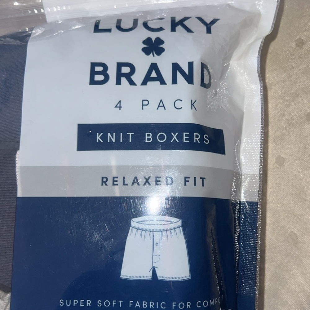 Lucky Brand Knit Boxer Shorts Cotton Assorted Color Underwear 4 Pk Sz MEDIUM